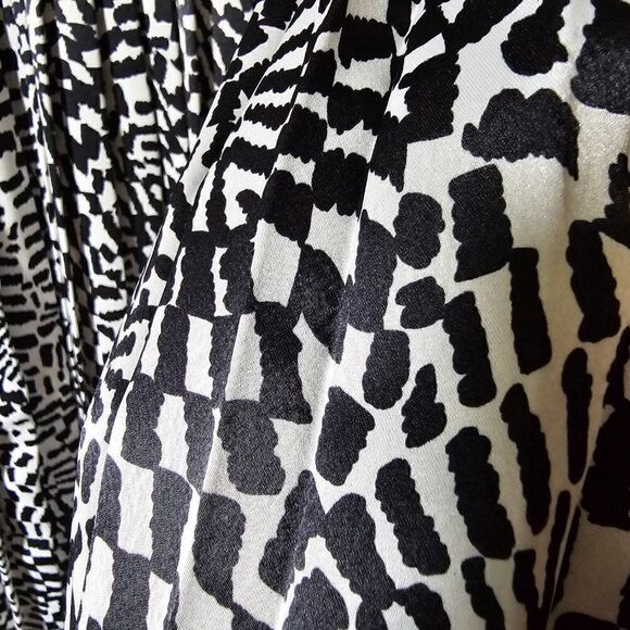 EUC VINTAGE EVAN PICONE ACCORDION BLACK WHITE PRINT MAXI SKIRT SIZE 8 / M - Picture 6 of 12